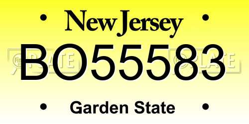 BO55583 New Jersey License Plate