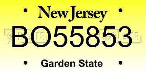 BO55853 New Jersey License Plate