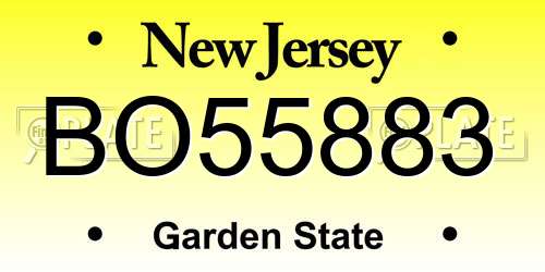 BO55883 New Jersey License Plate