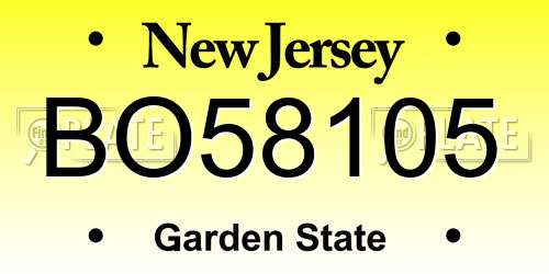 BO58105 New Jersey License Plate