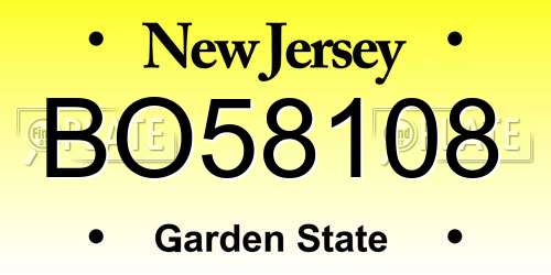 BO58108 New Jersey License Plate
