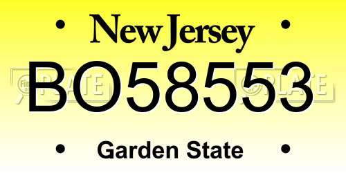 BO58553 New Jersey License Plate