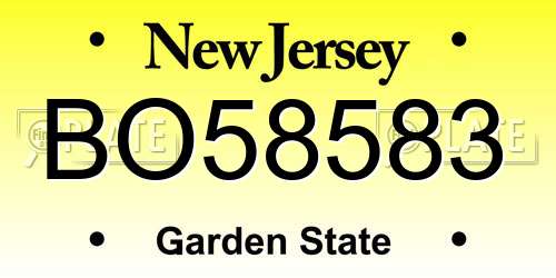 BO58583 New Jersey License Plate
