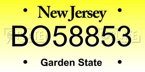 BO58853 New Jersey License Plate