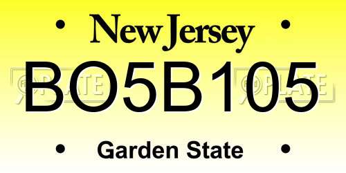 BO5B105 New Jersey License Plate