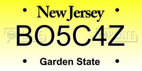 BO5C4Z New Jersey License Plate