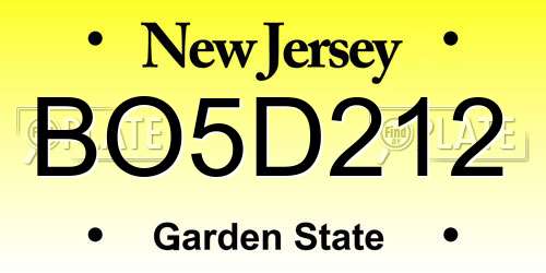 BO5D212 New Jersey License Plate