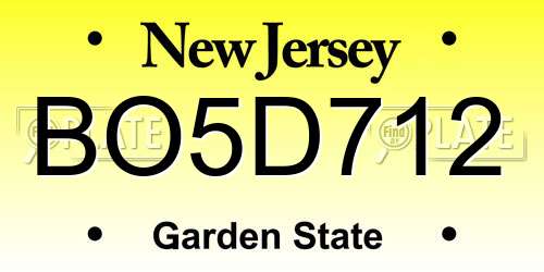 BO5D712 New Jersey License Plate