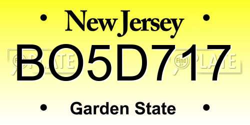 BO5D717 New Jersey License Plate