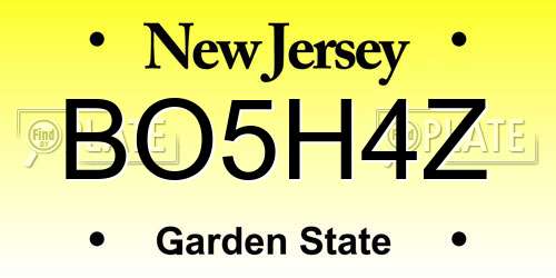 BO5H4Z New Jersey License Plate