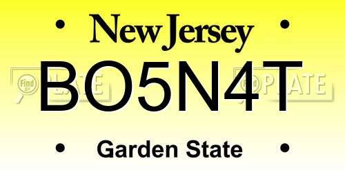 BO5N4T New Jersey License Plate