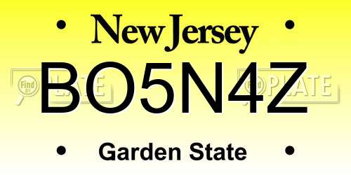 BO5N4Z New Jersey License Plate