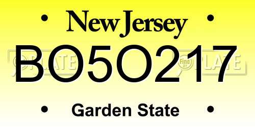 BO5O217 New Jersey License Plate