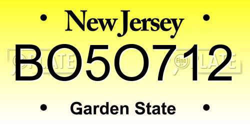 BO5O712 New Jersey License Plate