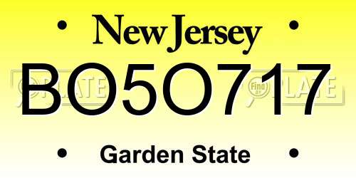 BO5O717 New Jersey License Plate