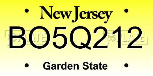 BO5Q212 New Jersey License Plate