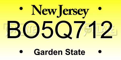 BO5Q712 New Jersey License Plate