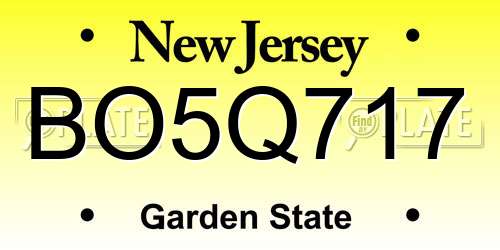 BO5Q717 New Jersey License Plate