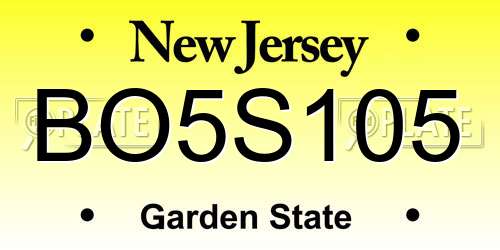 BO5S105 New Jersey License Plate