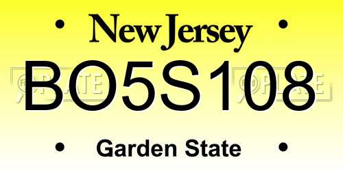 BO5S108 New Jersey License Plate