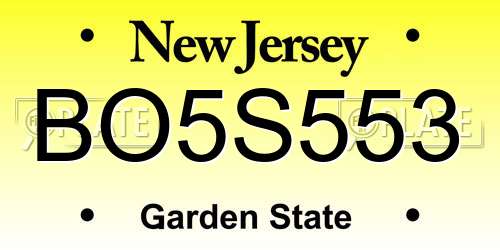 BO5S553 New Jersey License Plate