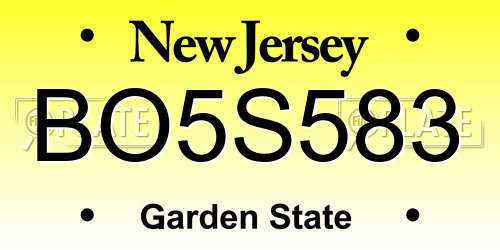 BO5S583 New Jersey License Plate