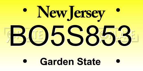 BO5S853 New Jersey License Plate