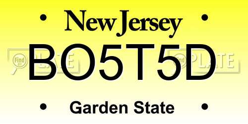 BO5T5D New Jersey License Plate