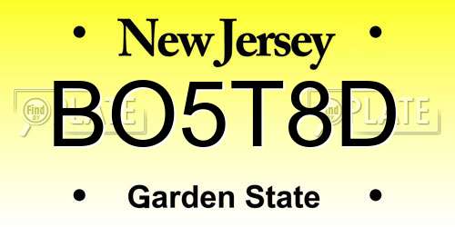 BO5T8D New Jersey License Plate