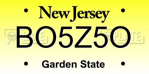 BO5Z5O New Jersey License Plate