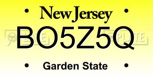 BO5Z5Q New Jersey License Plate
