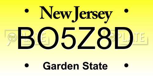 BO5Z8D New Jersey License Plate