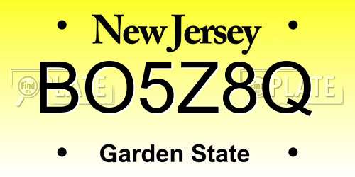 BO5Z8Q New Jersey License Plate
