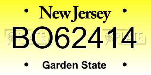 BO62414 New Jersey License Plate
