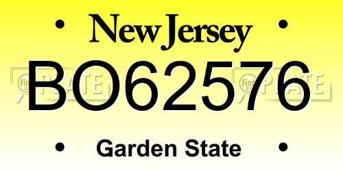 BO62576 New Jersey License Plate