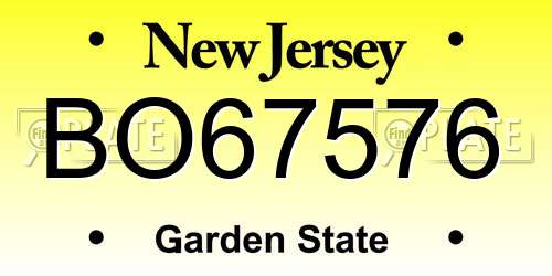 BO67576 New Jersey License Plate