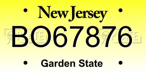 BO67876 New Jersey License Plate