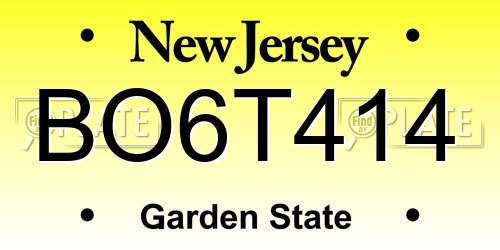 BO6T414 New Jersey License Plate