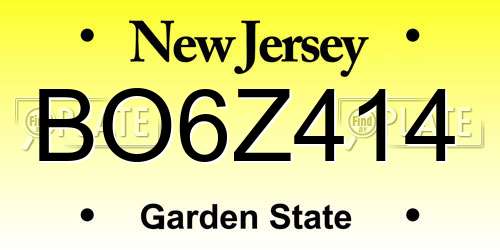 BO6Z414 New Jersey License Plate