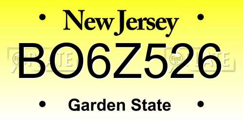 BO6Z526 New Jersey License Plate