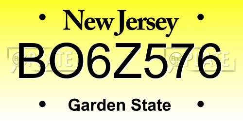 BO6Z576 New Jersey License Plate