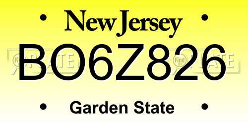 BO6Z826 New Jersey License Plate