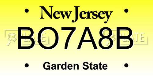 BO7A8B New Jersey License Plate