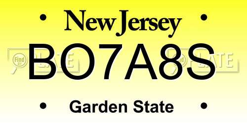 BO7A8S New Jersey License Plate