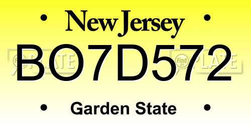 BO7D572 New Jersey License Plate