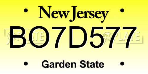 BO7D577 New Jersey License Plate