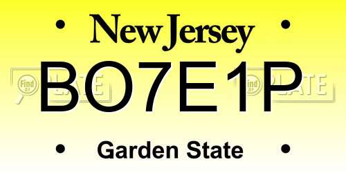 BO7E1P New Jersey License Plate