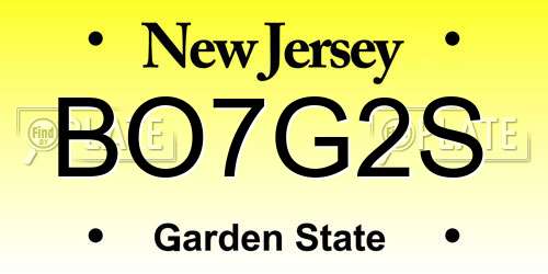 BO7G2S New Jersey License Plate