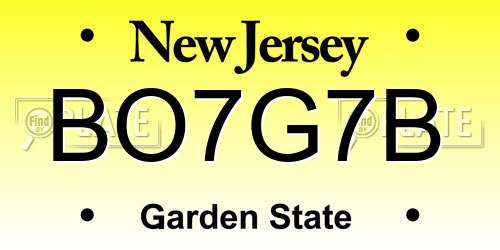 BO7G7B New Jersey License Plate