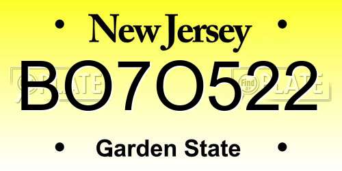 BO7O522 New Jersey License Plate